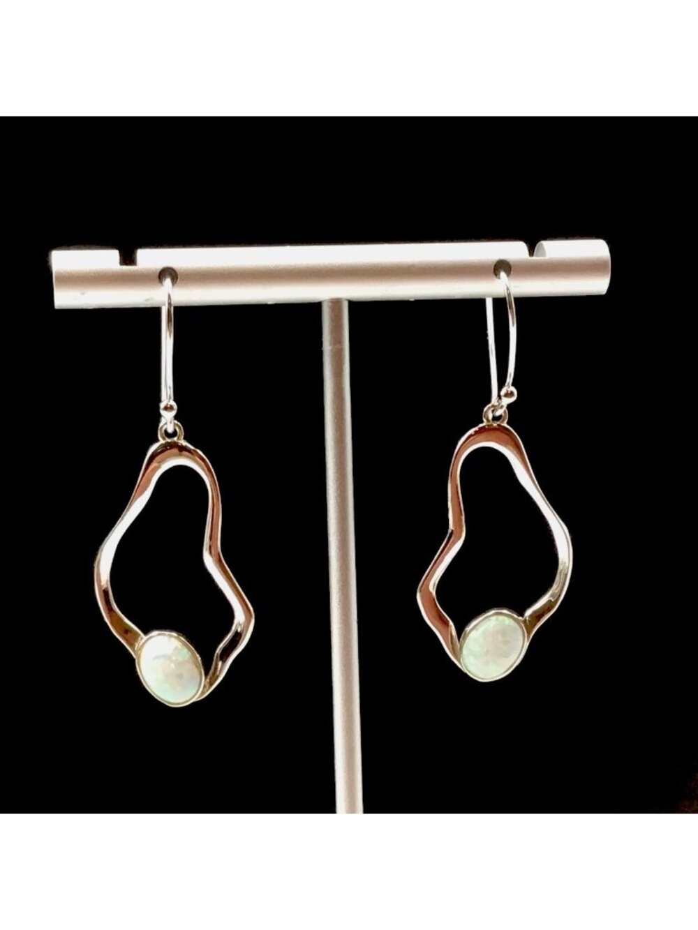 Sterling Silver Lab Created Opal Dangle Earrings 5.8 Grams 1.75” New